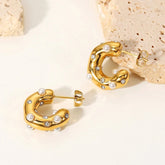 Ella Gold Hoops with Mini Faux Pearls and Crystals